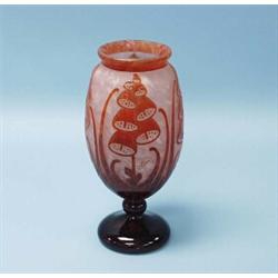 ART NOUVEAU - LE VERRE FRANCAIS - CHARDER. "Decor Digitalis." A colourful French cameo glass vase…
