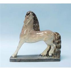 ART DECO - ALEXANDER KELETY - Editions Etling. An unusual faience figure of a large horse with cr…