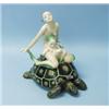 Image 1 : LENCI - "Mama Sirena". A rare hand painted faience figural group in form of a turtle with a merma…