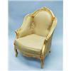 Image 1 : A pair of Louis XV style giltwood framed fauteils. Backrests and cabriole legs relief carved with…