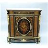 A fine antique French marquetry decorated gilt bronze mounted ebony wood cabinet. The serpentine …