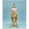 A large antique French gilt bronze mounted Sevres porcelain covered vase. Amphora form body paint…