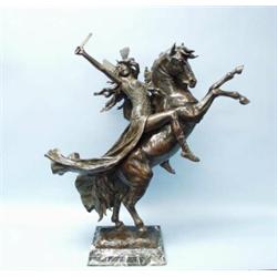 LOUIS CHALON - 19th century French school. "Valkyrie-Kara." An important brown patinated symbolis…