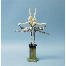 JOHANN PHILLIP FERDINAND PREISS (1882-1943) German school. "Butterfly Dancers." A rare silver pat…