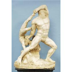 Hercules and Antaeus. A fine antique Italian alabaster figural group of the Greek mythological go…
