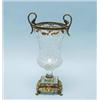 A fine antique French gilt bronze mounted crystal vase. The campagna form cut crystal vessel moun…