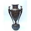A monumental antique French bronze patinated floor vase. The campagna form vase with elongated ne…