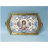 SEVRES, France - A rare 19th century bronze mounted porcelain tray with hand painted romantic mot…