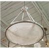 ART DECO - SCHNEIDER, FRANCE. An important chromed metal and art glass chandelier. The large circ…