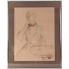 FRANCOIS GALL (1912-1987) French school. "Young Lady Sitting at the Table". Charcoal drawing. Sig…