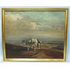 19th century Hungarian school. "Landscape with Plowing Horses." Oil on wood panel. Signed and dat…