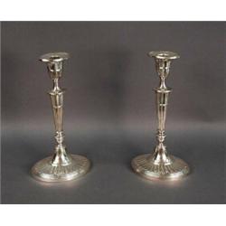 A set of four 19th century English Sheffield plated candle holders by W. Hutton. Each marked, 11 …