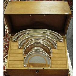 TETARD FRES, France - A set of 7 sterling silver serving trays. Each with well cast border orname…