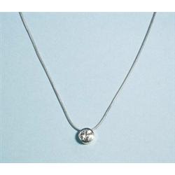 An 18 kt. white gold and diamond pendant set with a circular brilliant cut diamond. Approx. 0.8 c…