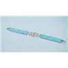 Image 1 : An unusual 18 kt. white gold, diamond and turquoise bracelet. Three rows of 4 mm beads interspace…