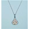 Image 1 : An 18 kt. white gold and diamond pendant and matching chain. Set with a pear shaped pave set diam…