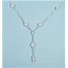 Image 1 : A very fine 18 kt. white gold and pearl necklace. Fine mesh chain interspaced with oval form fres…