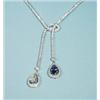 Image 1 : ART DECO - A fine platinum, diamond and sapphire necklace with 2 tear shaped gems, a good quality…