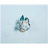 Image 1 : A handmade platinum, emerald and diamond ring of contemporary design. Set with a fine pear-shaped…