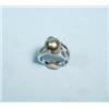 Image 1 : An 18 kt. white gold and diamond ring set with a very good Tahitian pearl. Marked.…