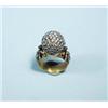 Image 1 : A handmade 18 kt. and 22 kt. yellow gold ring. Shank sculpted with a winding floral motif, top wi…