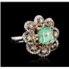 Image 2 : 14KT White Gold 2.96ct Emerald and Diamond Ring