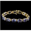 Image 1 : 14KT Yellow Gold 34.35ctw Tanzanite and Diamond Bracelet
