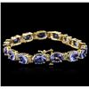 Image 2 : 14KT Yellow Gold 34.35ctw Tanzanite and Diamond Bracelet