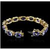 Image 3 : 14KT Yellow Gold 34.35ctw Tanzanite and Diamond Bracelet