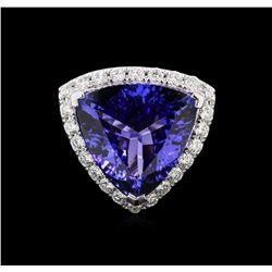 13.98ct Tanzanite and Diamond Ring - 18KT White Gold