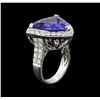 Image 3 : 13.98ct Tanzanite and Diamond Ring - 18KT White Gold