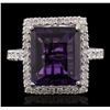 Image 1 : 14KT White Gold 6.43ct Amethyst and Diamond Ring