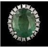 Image 1 : 14KT White Gold 10.06ct Emerald and Diamond Ring