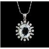 Image 1 : 14KT White Gold 6.73ct Aquamarine and Diamond Pendant With Chain