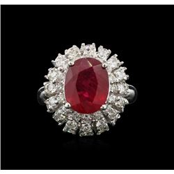 4.88ct Ruby and Diamond Ring - 14KT White Gold