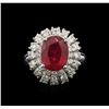 Image 1 : 4.88ct Ruby and Diamond Ring - 14KT White Gold