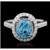 Image 1 : 14KT White Gold 5.77ct Blue Zircon and Diamond Ring