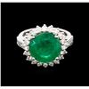 Image 1 : 5.19ct Emerald and Diamond Ring - 18KT White Gold