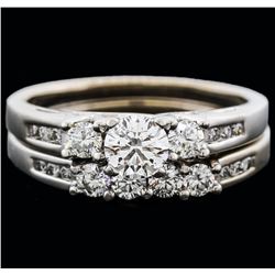 14KT White Gold 1.00ctw Diamond Wedding Ring Set