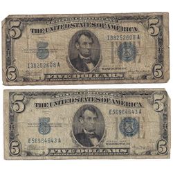 1934 $5 Bill Currency Lot of 2