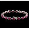 Image 2 : 14KT White Gold 20.33ctw Ruby and Diamond Bracelet