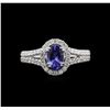 Image 1 : 0.90ct Tanzanite and Diamond Ring - 18KT White Gold
