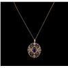 Image 1 : 4.94ct Amethyst and Diamond Pendant With Chain - 14KT Rose Gold