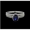 Image 1 : 1.21ct Sapphire and Diamond Ring - 14KT White Gold