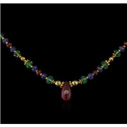 38.50ctw Multi Gemstone Necklace - 14KT Yellow Gold