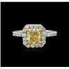 Image 1 : Platinum EGL USA Certified 2.77ctw Fancy Yellow Diamond Ring