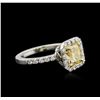 Image 2 : Platinum EGL USA Certified 2.77ctw Fancy Yellow Diamond Ring