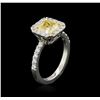 Image 3 : Platinum EGL USA Certified 2.77ctw Fancy Yellow Diamond Ring