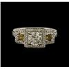 Image 1 : 1.53ctw Diamond and Yellow Sapphire Ring - 14KT White Gold