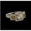 Image 2 : 1.53ctw Diamond and Yellow Sapphire Ring - 14KT White Gold